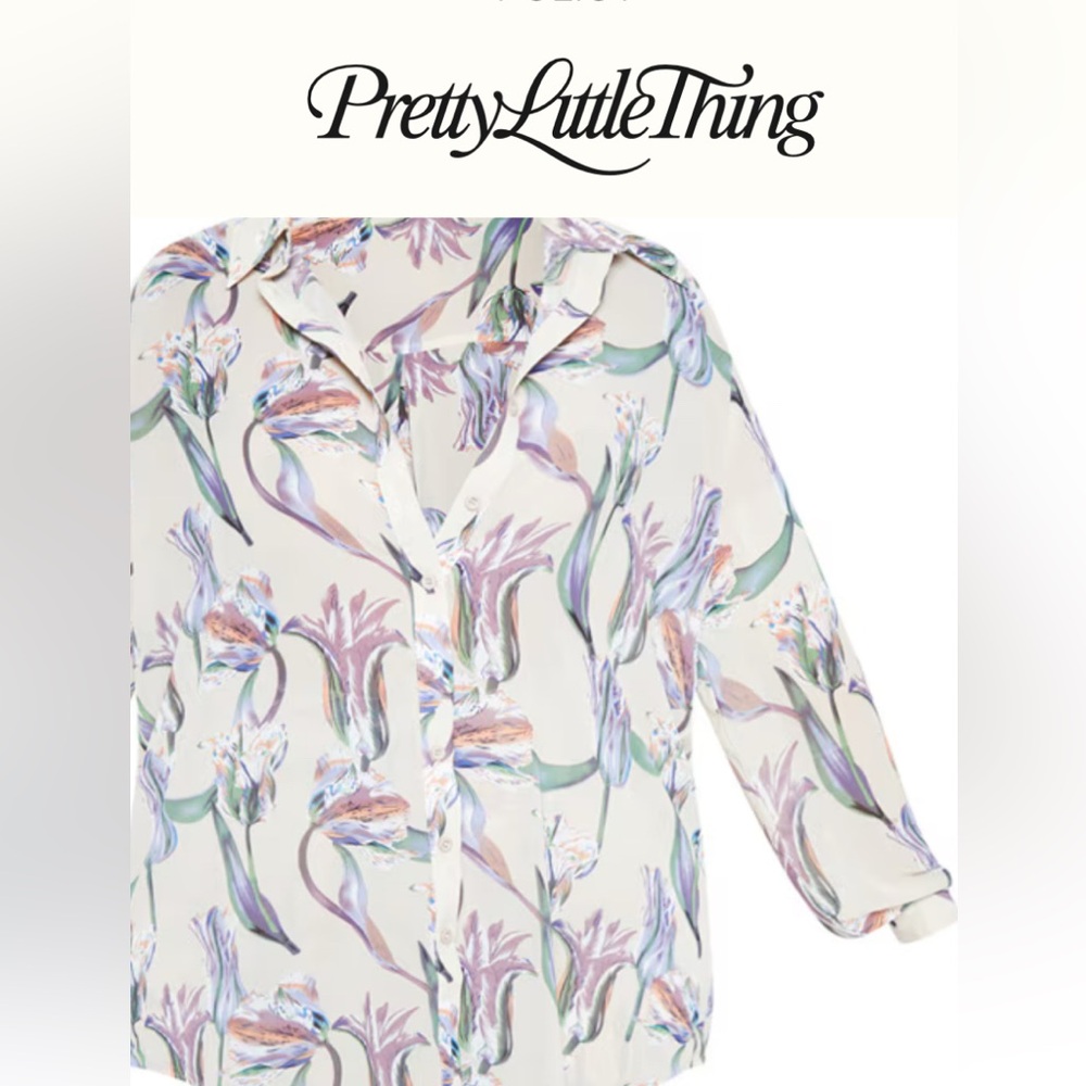 Plus Dusty Pink Floral Oversized Blouse by Pretty Little Things size 14